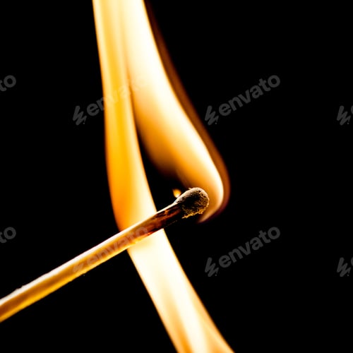 Preview: Used Match And Flame With Black Background