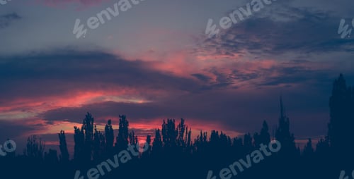 Preview: Landscape With Dramatic Light - Beautiful Golden Sunset With Saturated Sky And Clouds.