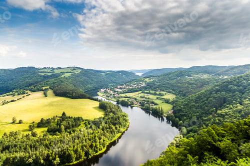 Preview: View Of Vltava River From Solenice Viewpoint, Czech Republic