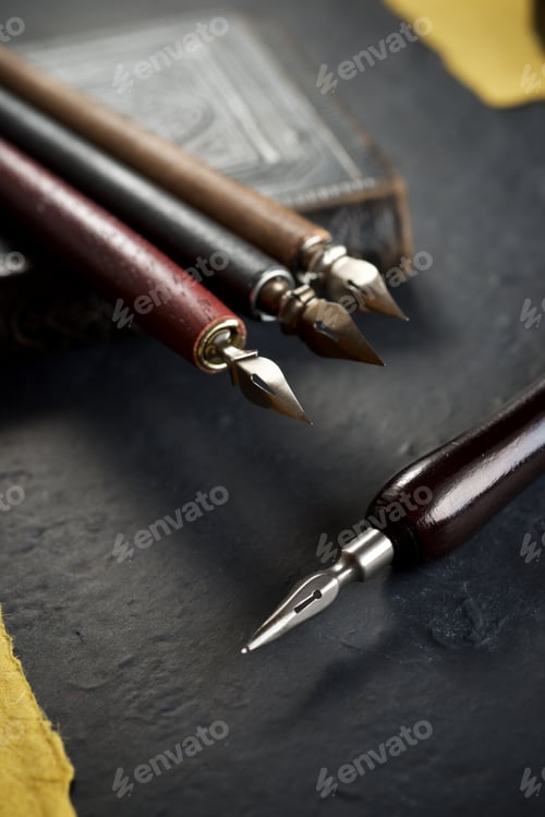 Preview: Nib Pens For Calligraphy On A Old Book.