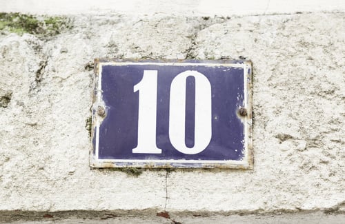 Preview: Number Ten On A Wall, Detail Of A Number Of Information On The Wall Of A House