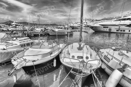 Preview: View Of The Old Harbor With Luxury Yachts Of Saint-Tropez, Cote D'Azur, France. The Town Is A