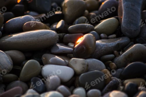 Preview: Pebble Stones On The Sea Beach, The Rolling Waves Of The Sea With Foam