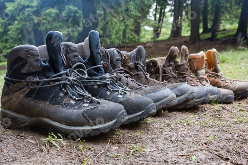 Preview: Tourists Boots In Forest Camp