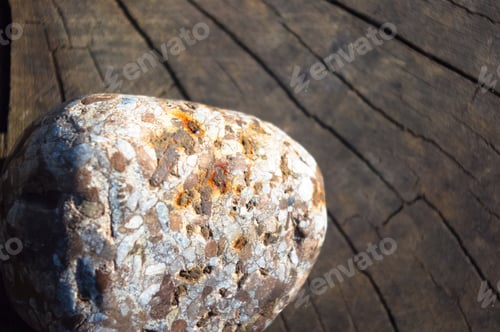 Preview: Spa Beautiful And Unusual Decorative Pebbles On The Old Cracked Wooden Background