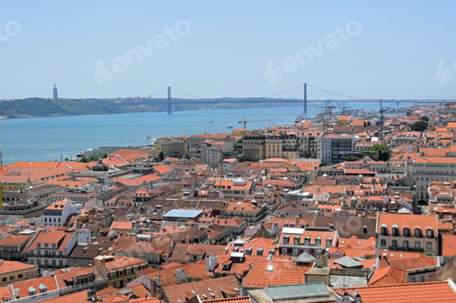 Preview: View Over The Old Town Of Lisbon With Tagus River In The Background
