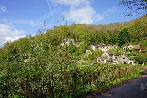 Preview: Looking Back Towards The Small Hamlet Of Elcombe In The Slad Valley On A Beautiful Spring Day, The