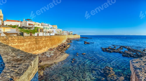 Preview: Panoramic View At Sunset Over The Historic Ramparts, One Of The Main Sightseeing In Alghero, Famous
