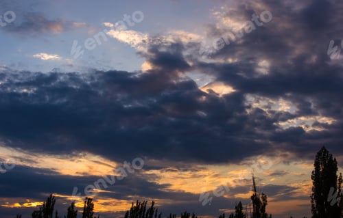 Preview: Landscape With Dramatic Light - Beautiful Golden Sunset With Saturated Sky And Clouds.