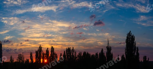 Preview: Landscape With Dramatic Light - Beautiful Golden Sunset With Saturated Sky And Clouds.