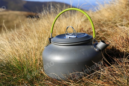 Preview: Tourist Kettle On Mountain Meadow In Grass
