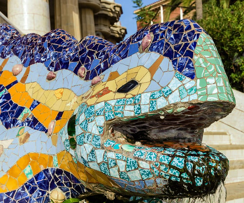 Preview: Mosaic Head Lizard, Salamander In The Park Guell In Barcelona, Spain