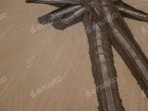 Preview: Aerial View Of Earth Moving Site With Different Brown Tones