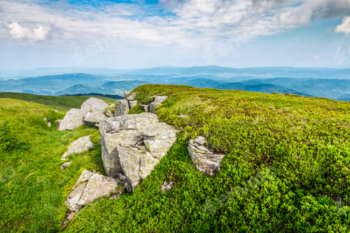 Preview: White Sharp Stones And Boulders On The Hillside On Top Of Carpathian Mountain Range