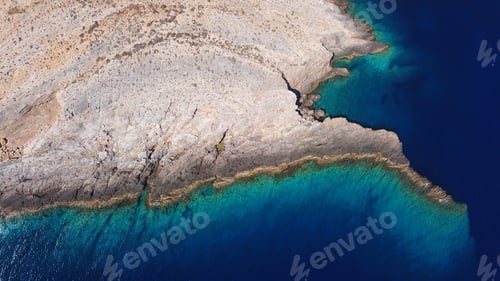Preview: Aerial Drone Photo Of Tropical Rocky Turquoise Seascape With Beautiful Colors