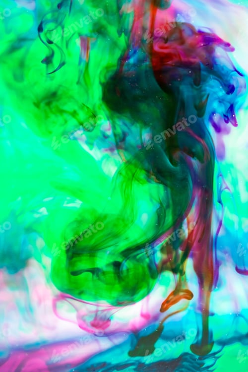 Preview: Abstract Composition With Ink And Small Bubbles. Beautiful Background, Texture And Colors