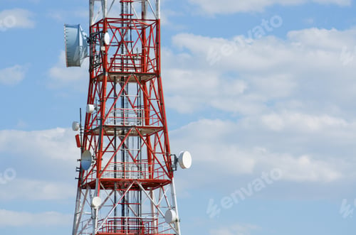 Preview: Bottom View Of A Telecommunications Tower With A Blue Sky, La Muela, Saragosa, Aragon, Spain