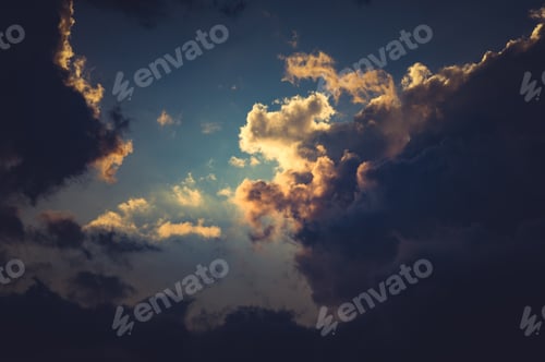 Preview: Landscape With Dramatic Light - Beautiful Golden Sunset With Saturated Sky And Clouds.