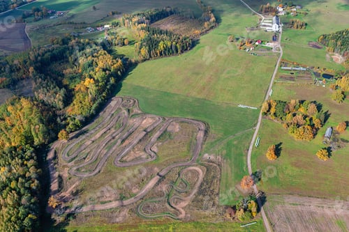 Preview: Aerial View Over The Motocross Track In Autumn