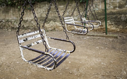 Preview: Old Abandoned And Rusted Swings, Children Game Detail