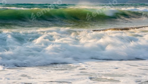 Preview: Rocky Seashore With Wavy Ocean And Wind Waves Crashing On The Rocks At Akrotiri Coast Area In
