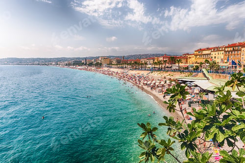 Preview: Scenic Aerial View Of The Waterfront And The Promenade Des Anglais From The Castle Hill In Nice
