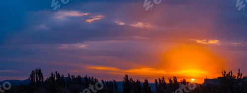 Preview: Landscape With Dramatic Light - Beautiful Golden Sunset With Saturated Sky And Clouds.