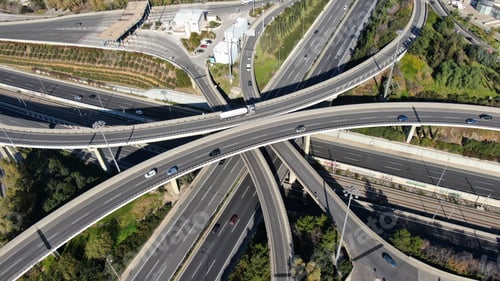 Preview: Aerial Photo Of Multilevel Elevated Highway Junction Highway Passing Through Modern City In
