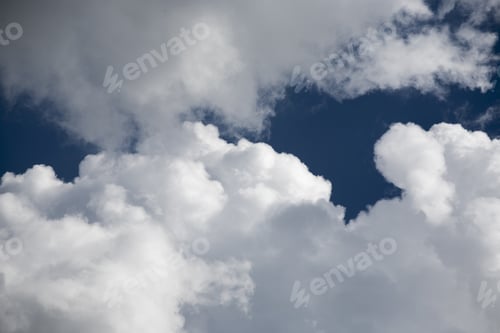Preview: Beautiful, Fluffy, White And Grey Clouds And Blue Sky
