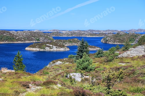 Preview: Norway Islands Landscape View. Vestland County Island Landscape With Sotra Island In Oygarden