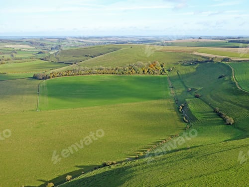 Preview: Aerial View Of The Fields At Monks Down In Wiltshire, England