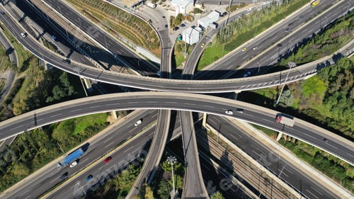 Preview: Aerial Drone Photo Of Modern Attiki Odos Toll Road Interchange With National Road In Attica
