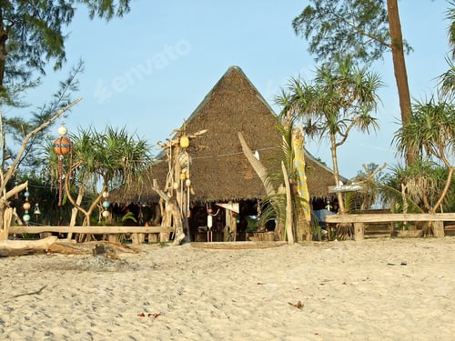 Preview: View On The Long Beach Seaside, Sand And Blue Sky In Koh Phayam Island Of Ranong, Southern Thailand
