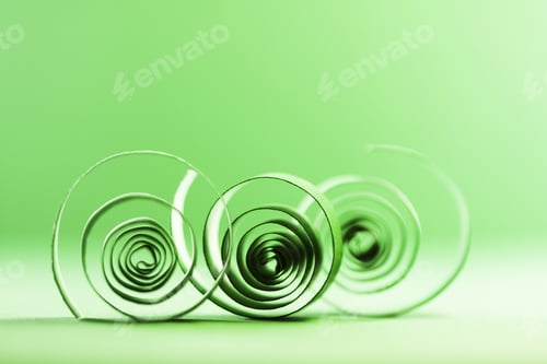 Preview: Macro, Abstract, Background Picture Of Green Paper Spirals On Paper Background