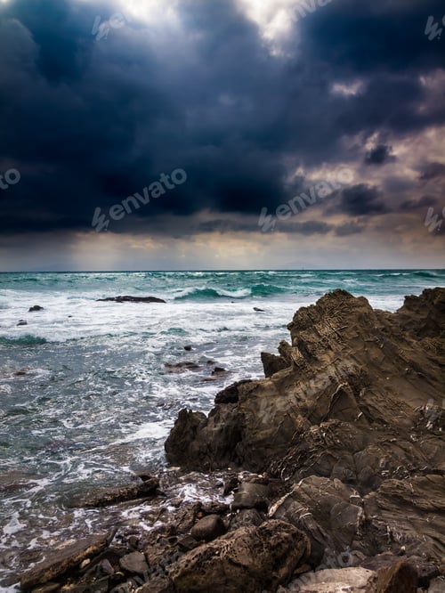 Preview: Splashing Waves On The Rocky Coastline Of The Straits Of Gibraltar