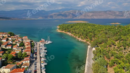 Preview: Aerial Drone Photo From Picturesque Seaside Fishing Village And Port Of Historic Galaxidi, Fokida