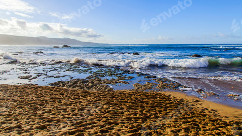 Preview: Picturesque Surf At The Coast Of The Atlantic Ocean In Cloudy Weather