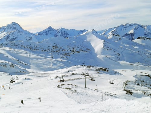 Preview: Mountain Panorama And Sun Aerial View, France, French Alps