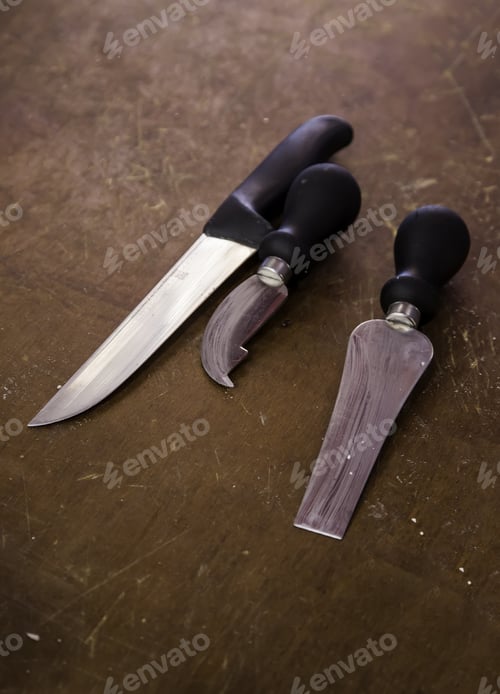 Preview: Knives For Cutting Cheese, Detail Of Tools For Cheese
