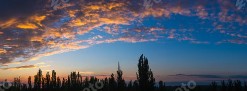 Preview: Landscape With Dramatic Light - Beautiful Golden Sunset With Saturated Sky And Clouds.