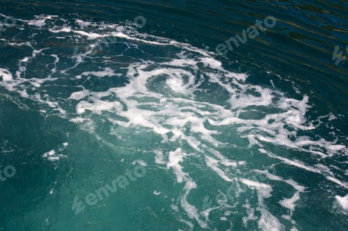 Preview: Wake Jet With White Foam In Green Sea Water