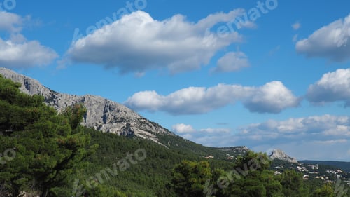 Preview: Beautiful Mountain Of Parnitha On A Winter Cloudy Morning With Clear Blue Sky, Attica, Greece