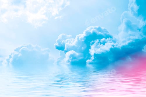 Preview: Clouds Reflected in Water with Pink and Blue Hue