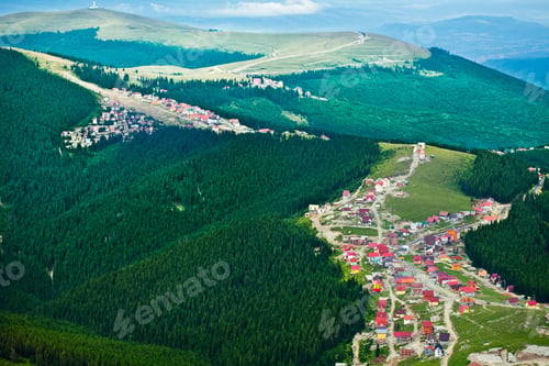 Preview: Aerial View Of Ranca Town And Resort In Parang Mountains, Romania