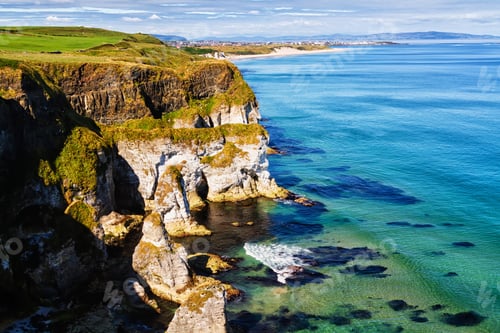 Preview: Coastal Cliffs In County Antrim, Northern Ireland Near Portrush And Carrick-A-Rede