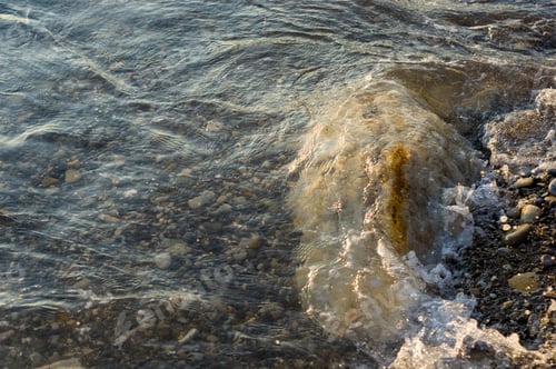 Preview: Pebble Stones On The Sea Beach, The Rolling Waves Of The Sea With Foam