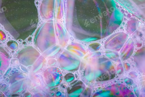 Preview: Foam Abstract Background. Close Up Of Soap Air Bubbles.