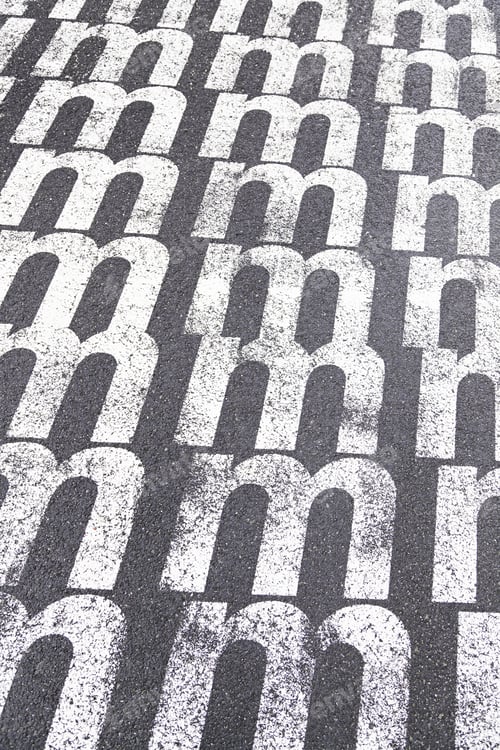 Preview: Letter M Painted On The Floor, Detail Of A Letter On The Asphalt, Signal Information