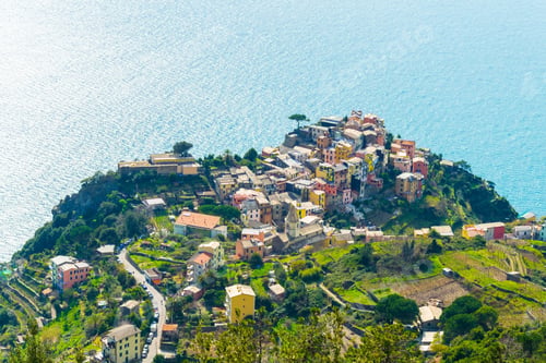 Preview: Aerial View Of Corniglia Village Which Is Part Of The Famous Cinque Terre Region In Italy.