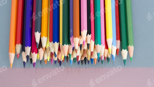 Preview: Group Of Sharp Colored Pencils With Reflexions